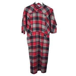 Vintage Millicent Red Black Wool Blend Plaid Dress Women Sz 5/6!Small
